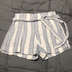 Striped paper bag shorts